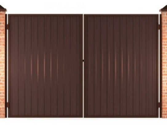 Ворота распашные из профлиста 1,7х3,5 коричневые