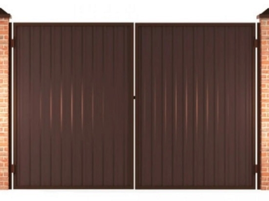 Ворота распашные из профлиста 1,7х3,5 коричневые